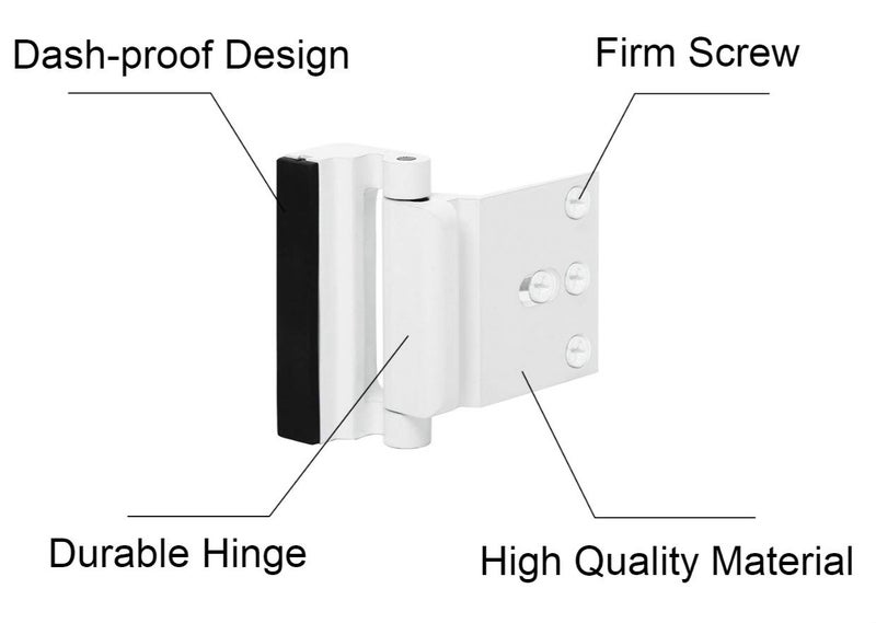 TOYFUL 3 Pack Door Reinforcement Locks with 12 Screws, Home Security Door Lock Stop for Toddler, Childproof Door Lock Night Lock Withstand 800 Lbs White - Image 2